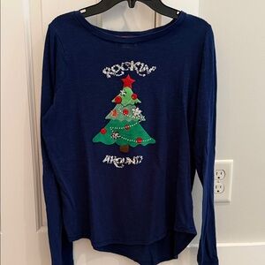 Kids Blue Christmas Tree Long Sleeve Shirt